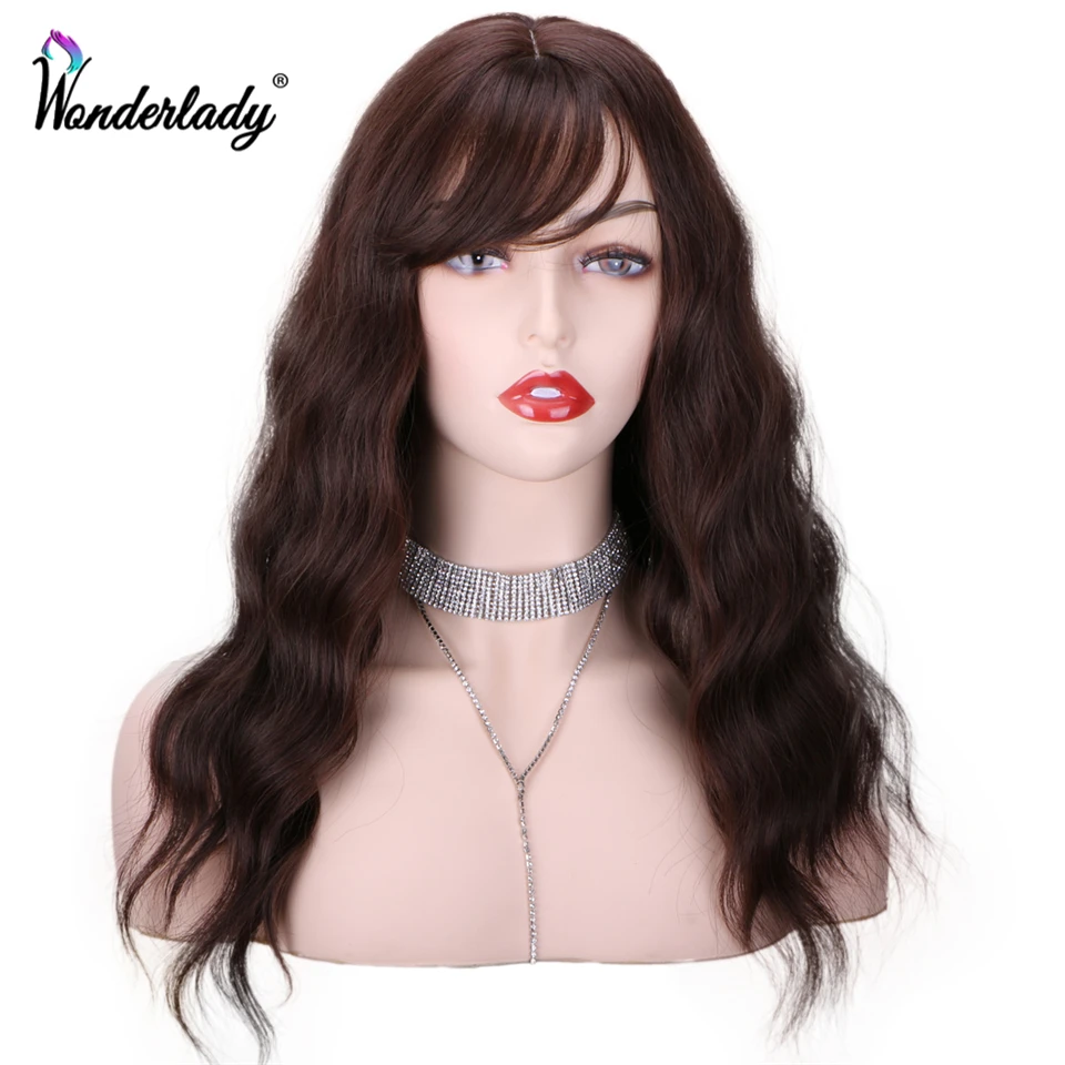 Синтетические натуральные парики WonderLady с челкой смешанные коричневые длинные