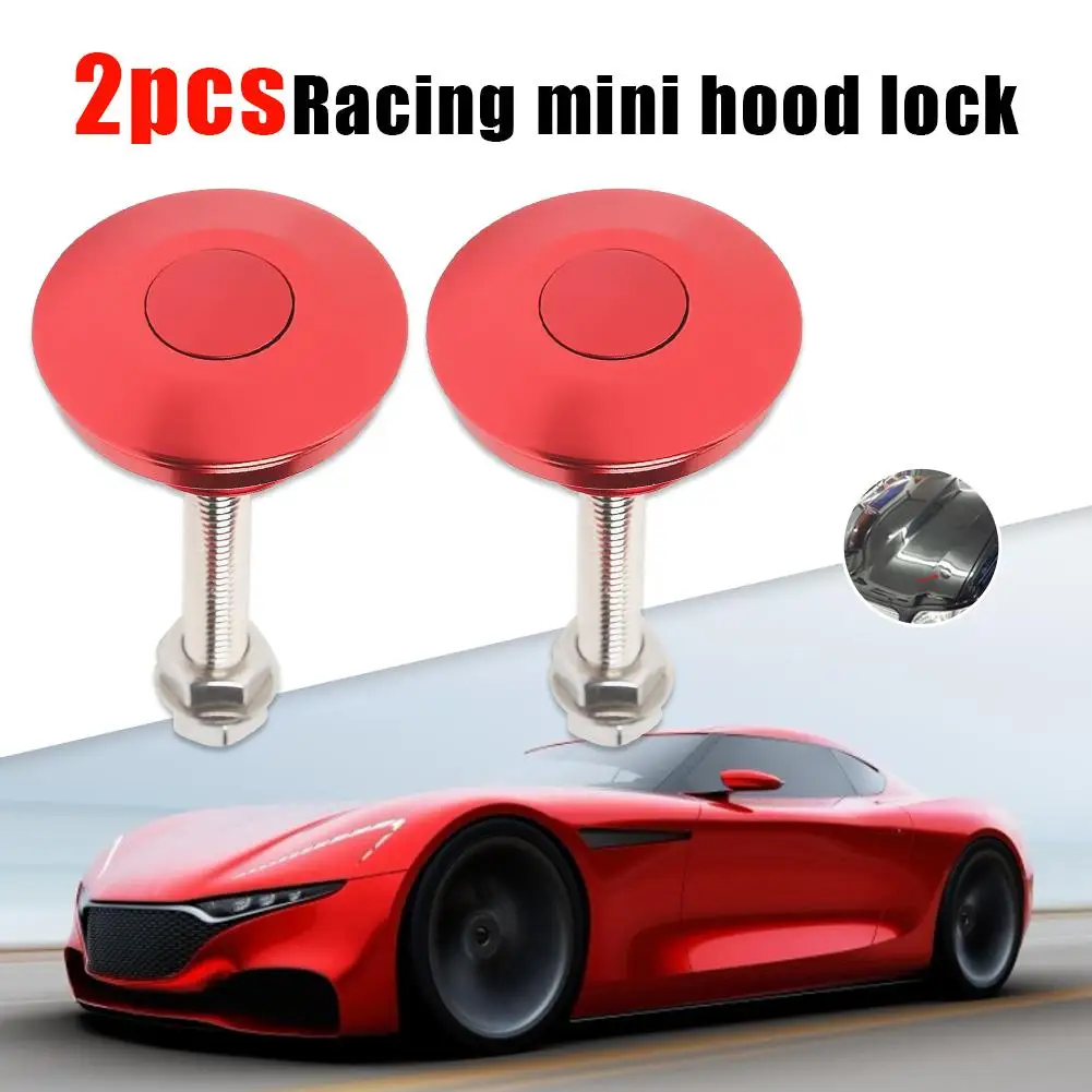 

2x 2.5 inch Push Button Hood Pins Aluminum Bonnet Quick Keep Hood From Vibrating Practical Durable Latch Lock Clips 63mm