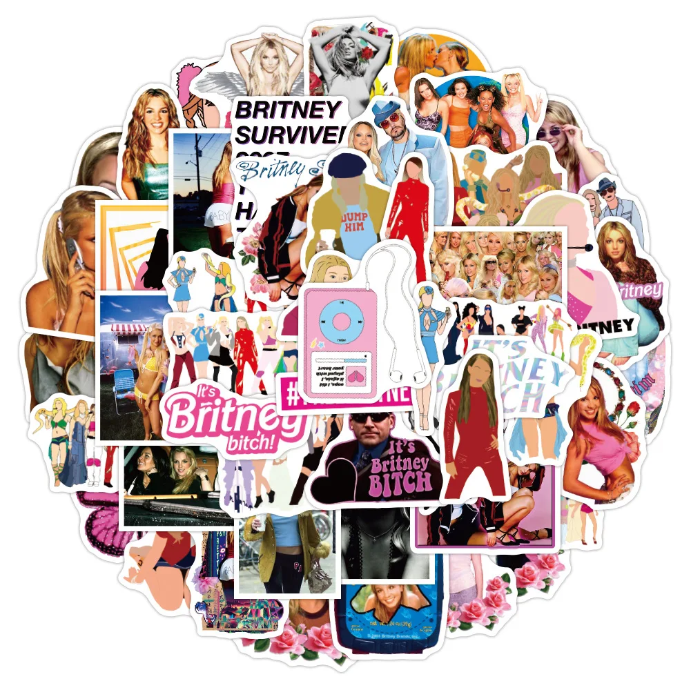 

10/50pcs Singer Britney-Spears Stickers For Notebook Motorcycle Skateboard Computer Mobile phone Cartoon toy Suitcase