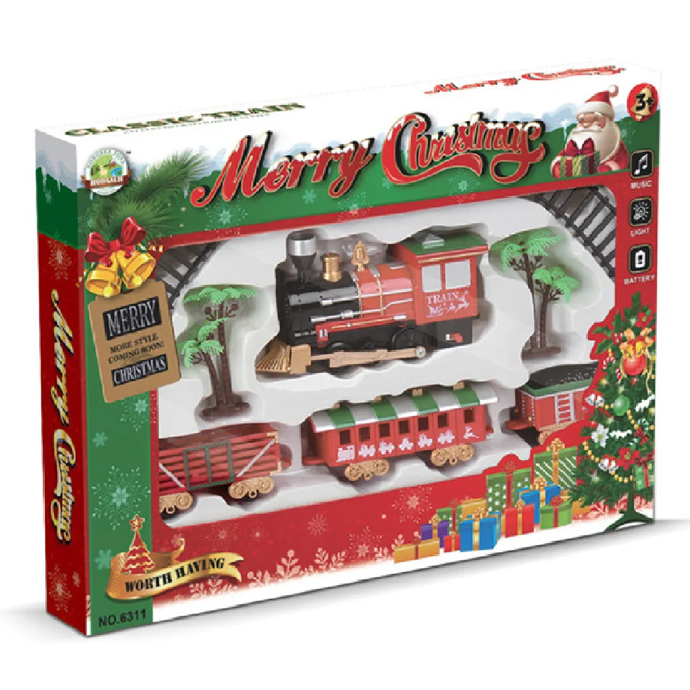 Рождественская игрушка электрический трек поезд светильник музыкальная функция