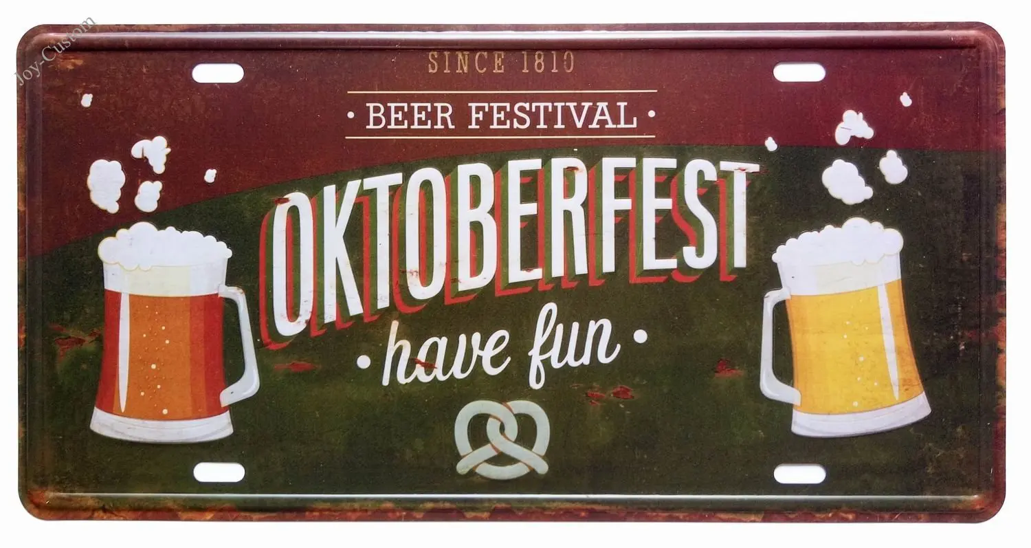С 1810 года праздник пива Октоберфест Веселитесь ретро винтажный номерной знак для
