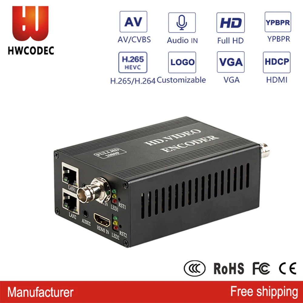 HWCODEC H.264 H.265 полный интерфейс мини кодер HDMI/VGA/CVBS/YPBPR/SDI кодер поддержка RTSP RTMP HTTP UDP ONVIF