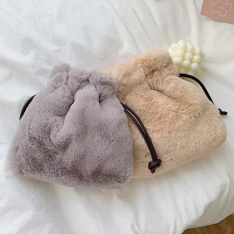 Ellacey осенне зимняя новая сумка ведро из искусственного меха милая через плечо