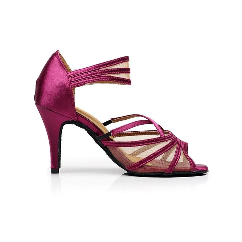 Women Purple Latin Dance Shoes Suede Soles Ballroom Tango Indoor Dance Shoes Cuban Heels Party High Heel Dance Shoes