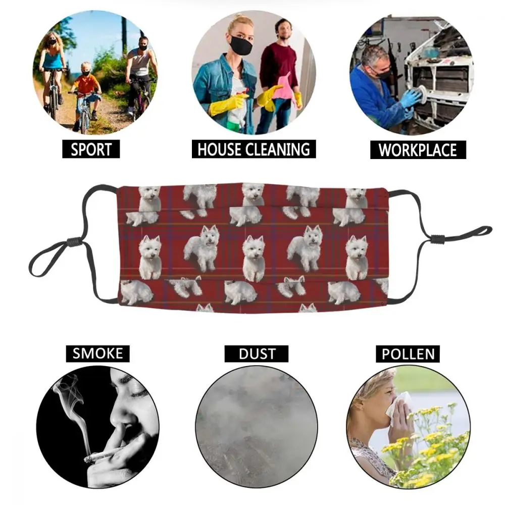 

West Highland Terrier Westie Adult Non-Disposable Face Mask Dog Anti Haze Anti Dust Protection Cover Respirator