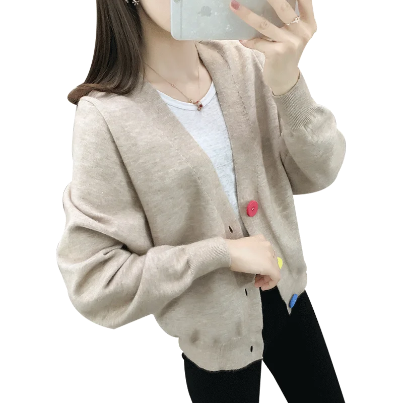 

2019 Autumn knitted cardigan, women wearing short sweaters