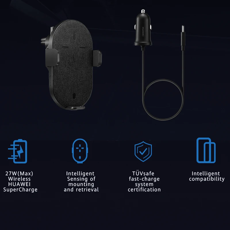 Оригинальное беспроводное автомобильное зарядное устройство HUAWEI SuperCharge 27 Вт для