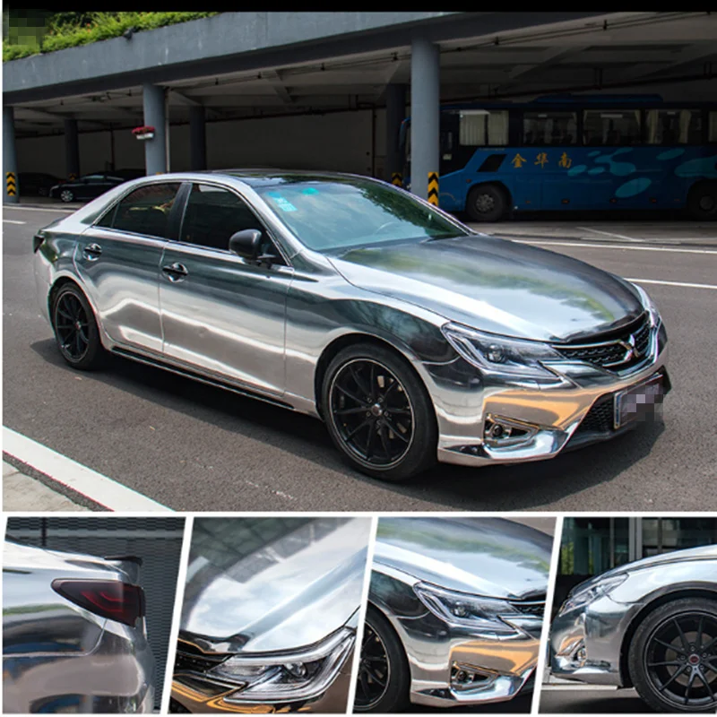 Sunice silver strechable хромированная виниловая пленка автомобильная для оклейки