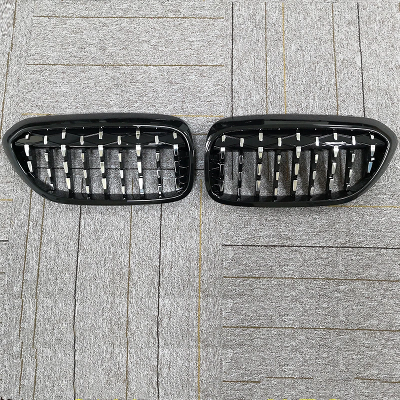 

2PCS Front Kidney Grill Black Chrome For BMW G30 G38 5 Series Diamond 2017-2018 AA