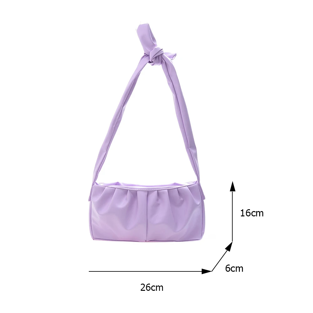 

Vintage Women Pleated Pure Color Underarm Bag 2021 Elegant Lady PU Leather Shoulder Bags Casual Ladies Small Handbag