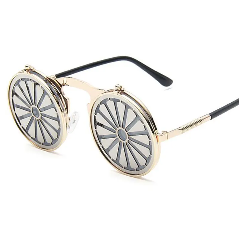 2020 женские круглые солнцезащитные очки в стиле стимпанк с металлической оправой