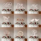 Деревянные топперы MR MRS для торта, деревянные украшения для свадьбы, украшение для свадебного торта, помолвки, 1 шт.