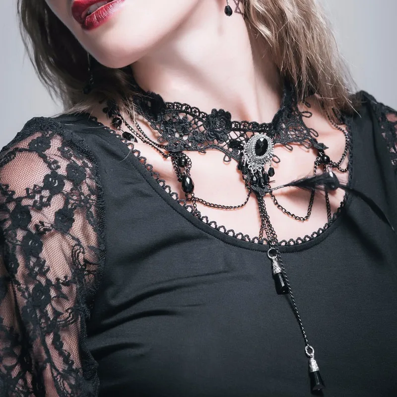 Дьявол Мода женская готическая Хрустальная подвеска женское ожерелье