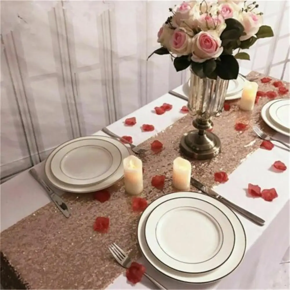 Рождественская скатерть блестящая розовая Золотая с блестками блестящий декор