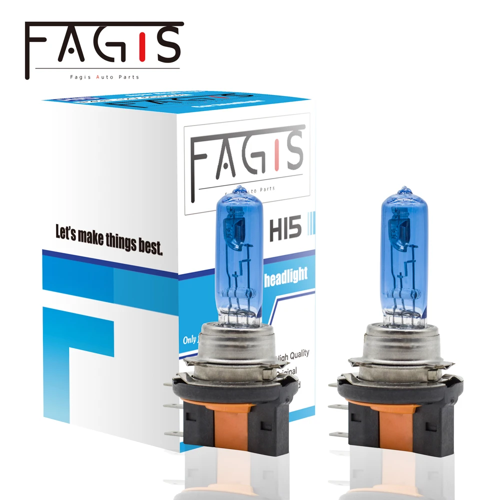 Fagis 2 шт. H15 12В 15В/55w сиными от американского бренда кварцевые Стекло 4800K супер белый