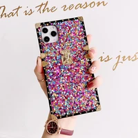luxury square shining sequin glitter phone cases for iphone 11 pro max 13 12 mini 8 7 plus x xr xs se crystal bling back cover