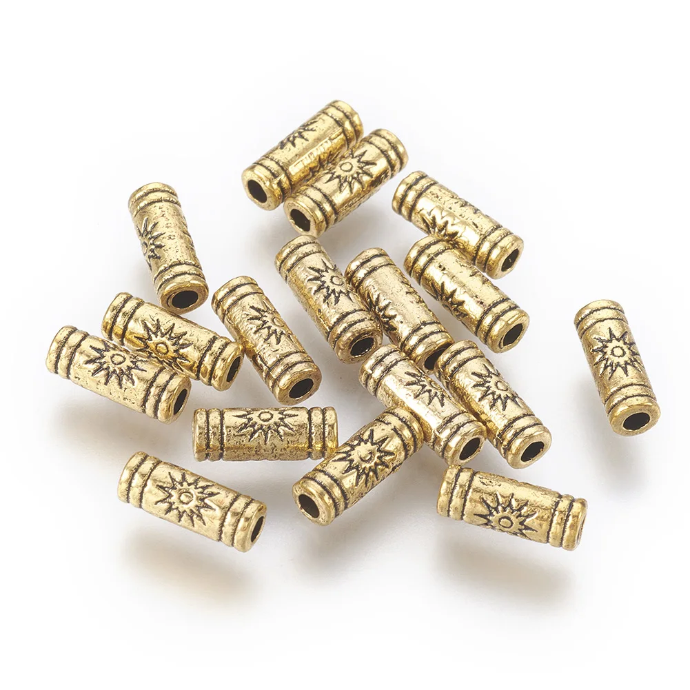 

50pcs 9.5x3.5mm Tibetan Style Antique Golden Zinc Alloy Beads For Necklaces Bracelets Jewelry Making DIY, Hole: 1.5mm