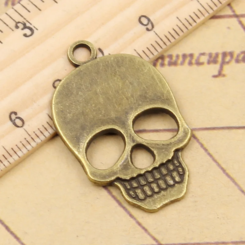 10 шт. Подвески Череп 35x22 мм тибетские бронзовые серебряные цветные антикварные