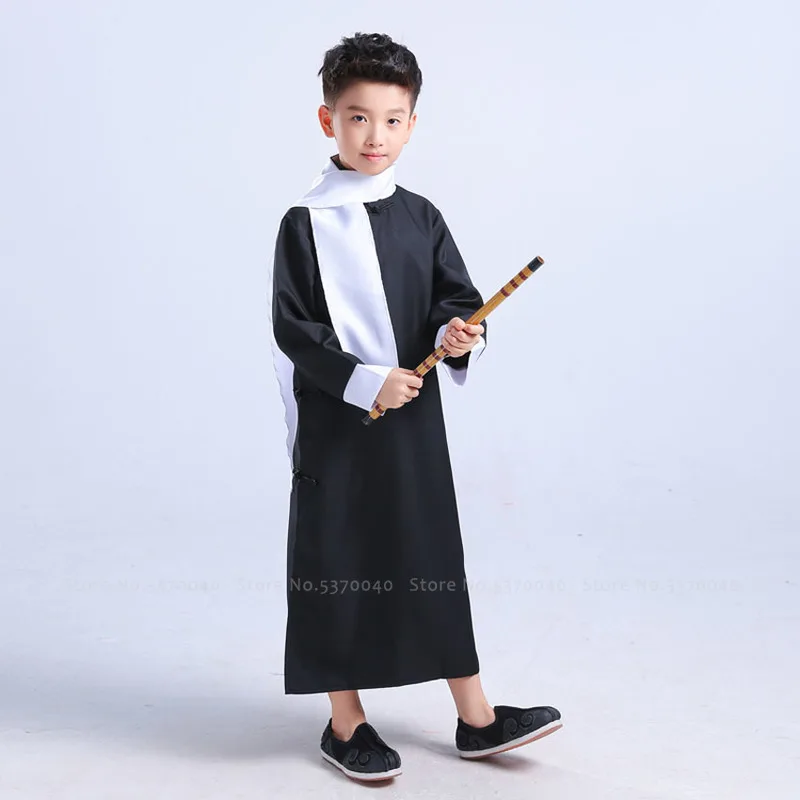 Китайский традиционный новогодний костюм для девочек Hanfu Wu Tang длинный халат