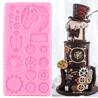 steampunk gear silicone molds diy baby birthday fondant cake decorating tools cupcake topper candy clay chocolate mould
