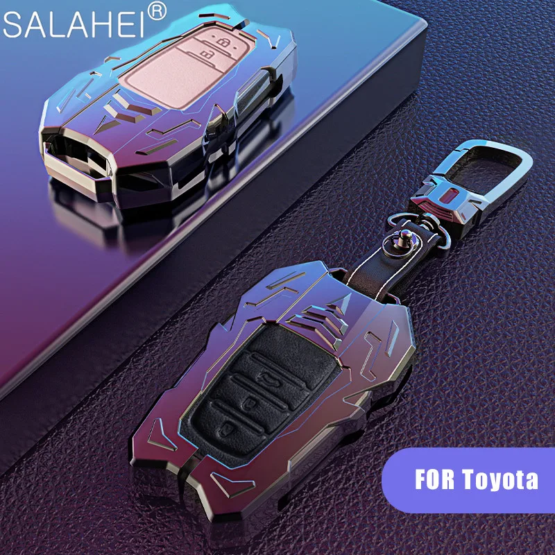 

Zinc alloy Leather Car Key Cover Case Accessories Keychain Protect For Toyota Hilux Land Cruiser Camry Coralla Crown RAV4