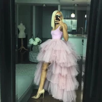 chic women tutu high low tulle skirt tiered ruffles asymmetrical prom gown party skirts saia faldas custom made plus size