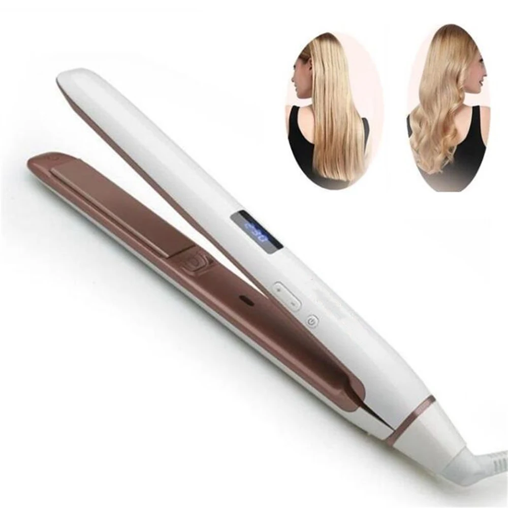 

2021 New Professional Hair Straightener Flat Iron Ceramic Coating Curling Iron Hair Curler Wave LED Display Hair Iron Styler