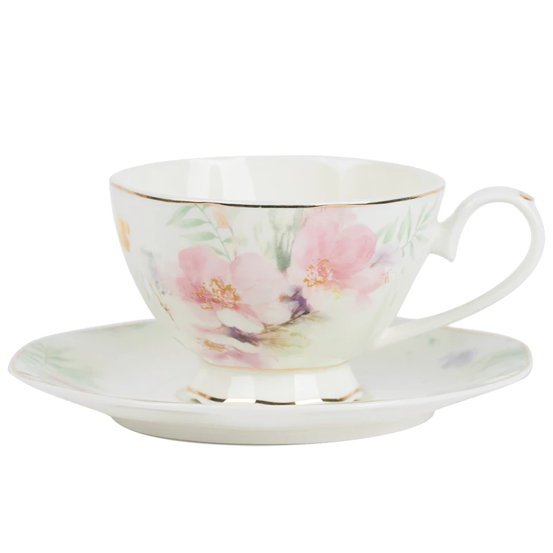 

EECAMAIL European Style Luxury Bone China Coffee Cup And Saucer English Afternoon Tea Home Ceramic Phnom Penh Valentine's Gift