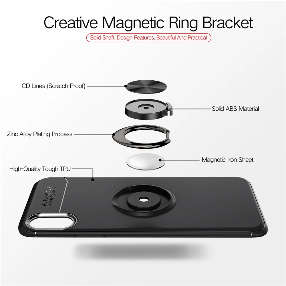 Car Magnet Shockproof Case For iPhone 11 pro max 5 5s 6s 6 7 8 Plus X Xr Xs Max TPU Cover Rotating Metal Ring Stand |