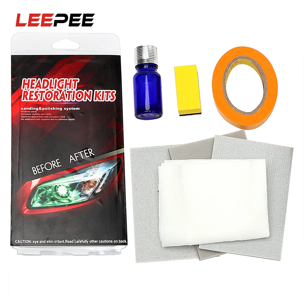 

LEEPEE налобный фонарь, полировка, восстанавливает четкость, набор для реставрации автомобильных фар, налобный фонарь, защита от ультрафиолет...