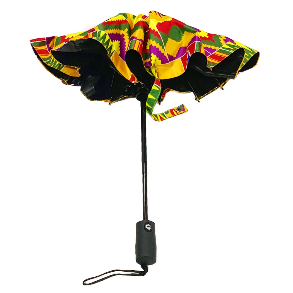 Африканский Магнитный Зонт с принтом, Складывающийся в три раза, ветрозащитный зонт для ежедневного путешествия от AliExpress WW