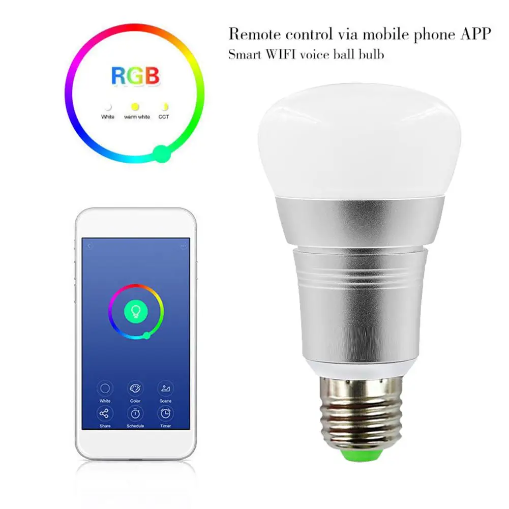 Умная лампа с Wi Fi 7 Вт RGB волшебная для пробуждения совместима Alexa и Google Assistant