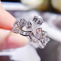 light luxury fashion water drop crown rhinestones simulation cubic zirconia ring for women wedding banquet valentines day gifts