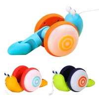 new pull string cartoon snail car toy baby learn to crawlpull toy with lightmusic early education clockwork toys for children