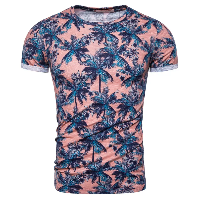 

2020 New Summer 100% Cotton Print T-shirt Men Casual Hawaii Style Men T Shirt O-neck Tshirt Men High-quality Design Tops Tees