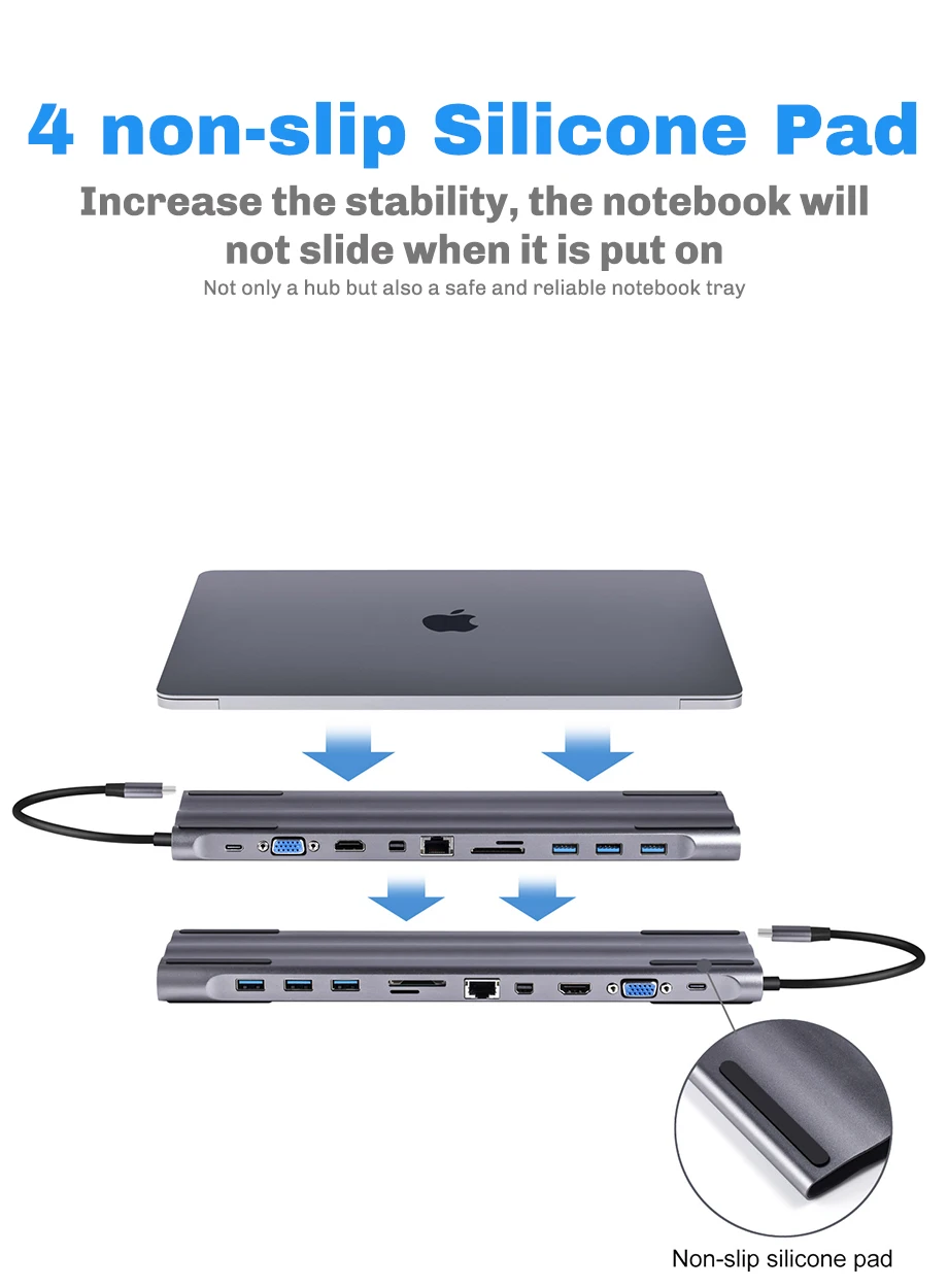 USB C док-станция type C концентратор для MacBook Pro док-разветвитель HDMI адаптер USB C концентратор USB 3,0 RJ45 VGA 3,5 AUX Jack USB C док-станция
