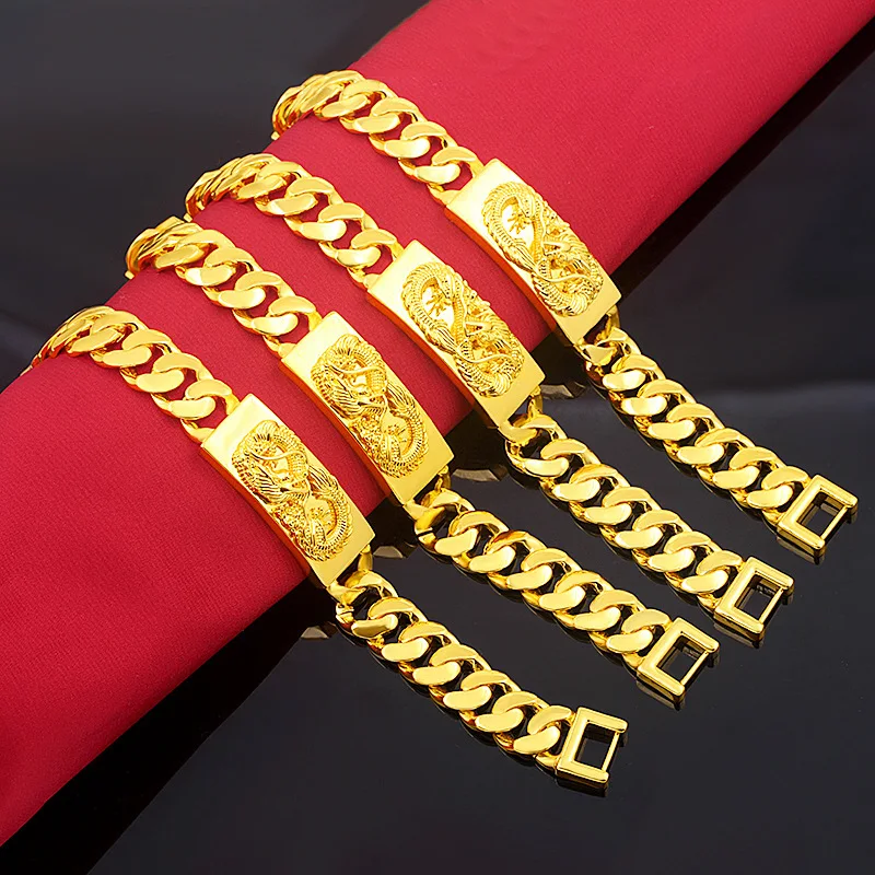 

Upscale Domineering Dragon shape Bracelet For Men Fashion Brass Gold Plated Dragon Bracelet Exquisite Ethnic Female Jewelry Gift