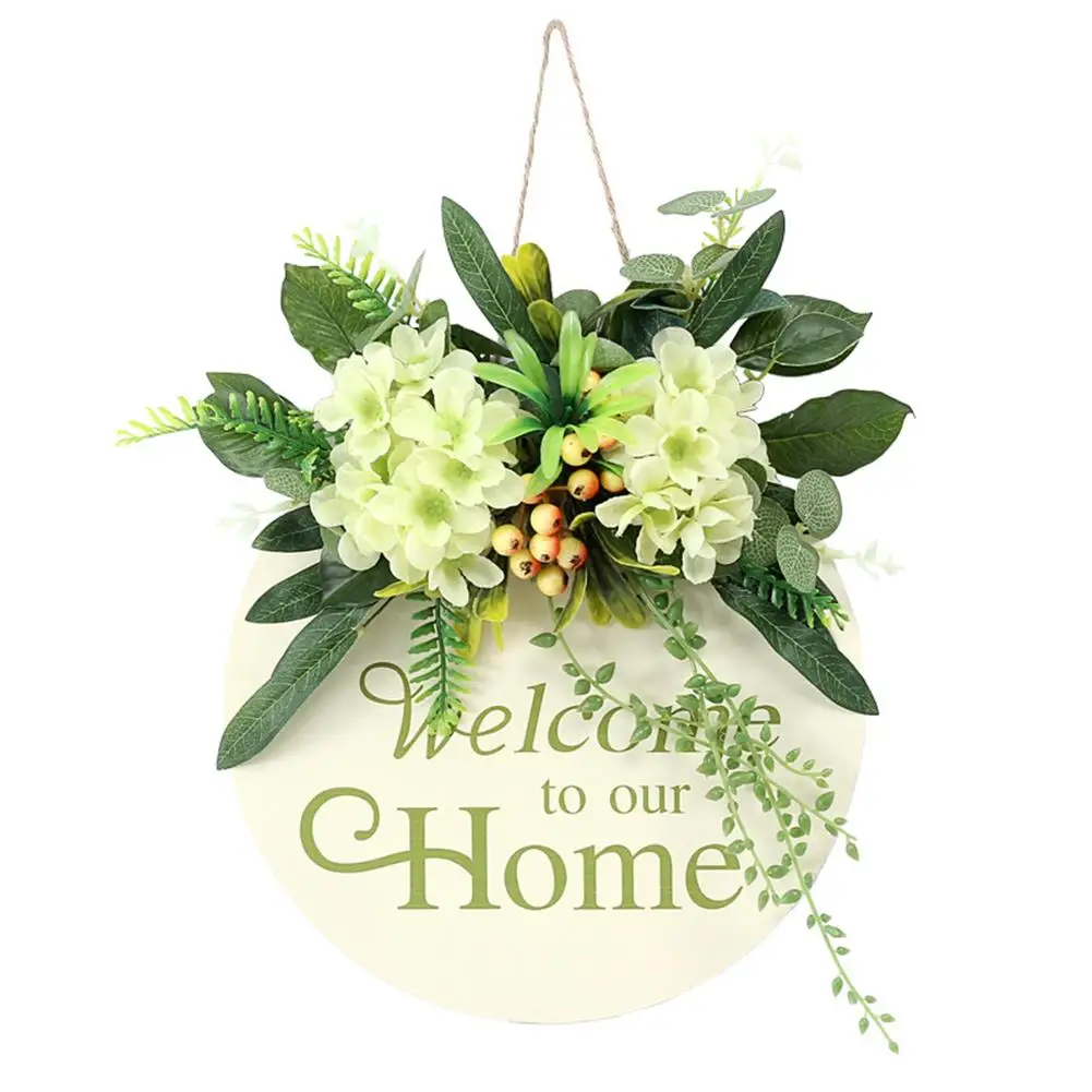 

Artificial Flower Wooden Pendant Door Hanger Holiday Letter Home Decoration Wall Hanging Ornament