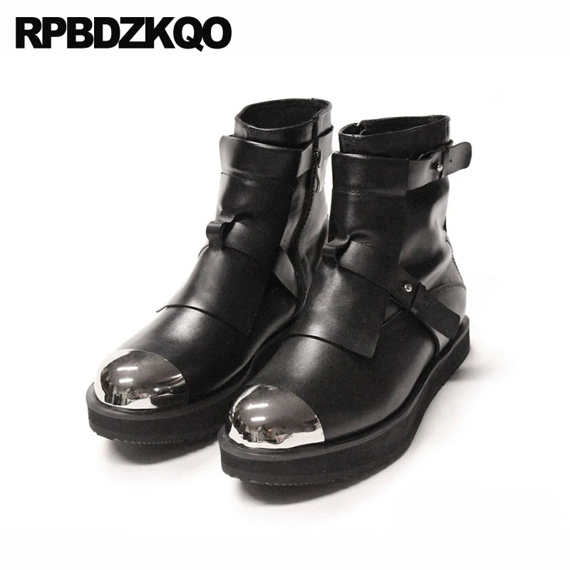 панк мужская Плюс размер ретро мото боты металик молния высокое качество