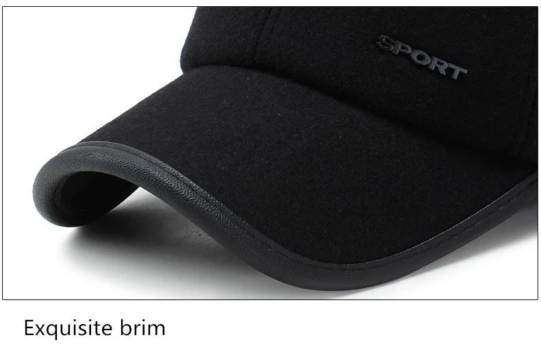 Теплая хлопковая Толстая Кепка Snapback Горячая зимняя бейсболка для мужчин с ушками мужские шапки для отца защита ушей