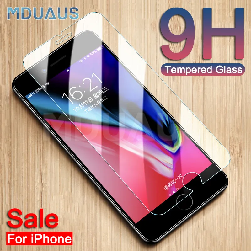Закаленное стекло для iPhone 7 8 6 6S Plus защита экрана закаленное 9H HD защитная пленка для телефона для iPhone X XR XS Max 5 5S SE чехол