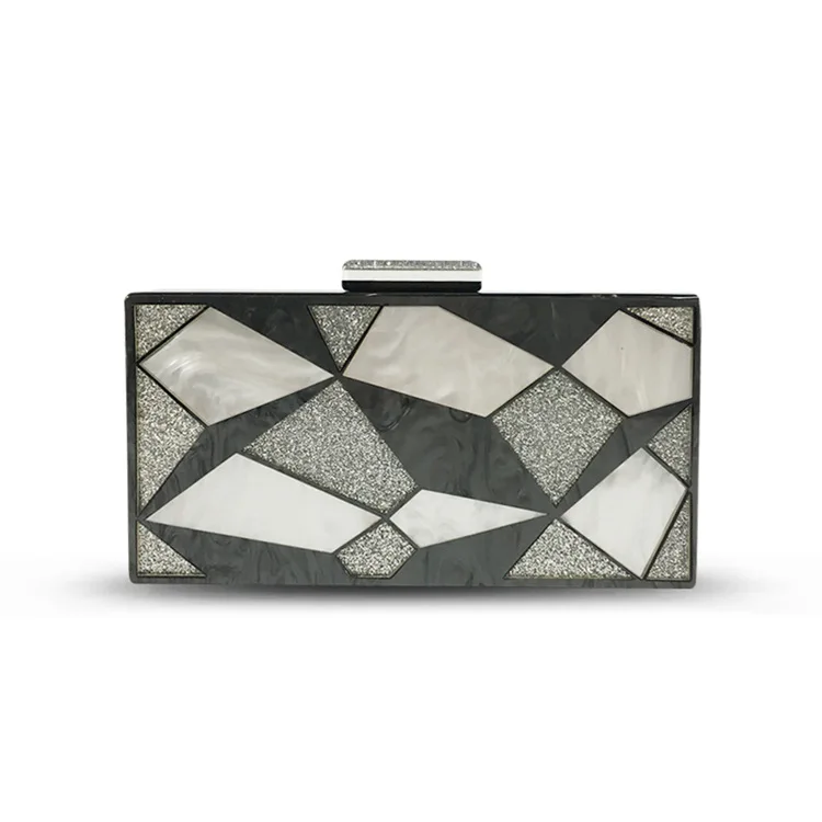 

Women's Bag Geometric Pattern Joint Acrylic Evening Bag Europe And America Sequin Clutch Shoulder Box Bag