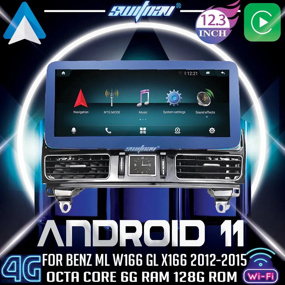 Автомобильный DVD-плеер Qualcomm 6 + 12 3G экран 128 дюйма Android 11 для BENZ ML W166 GL X166 NTG 4 5 аудио gps