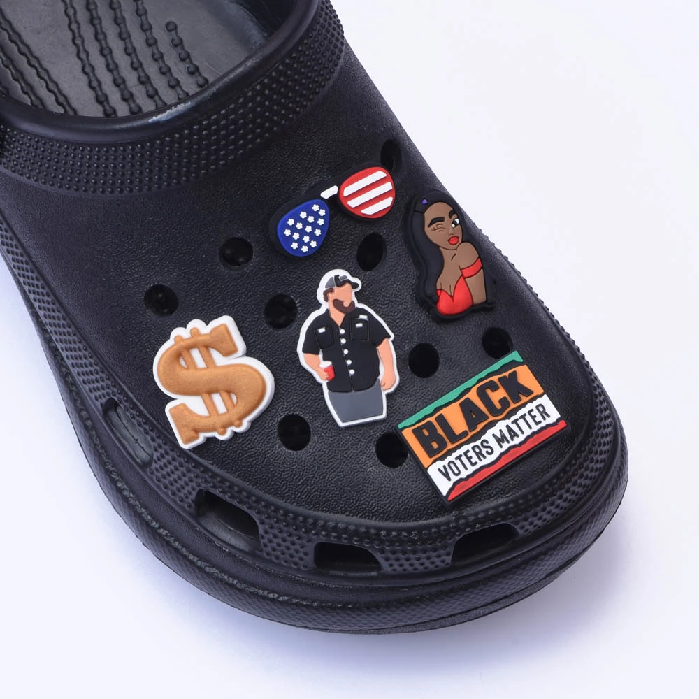1pcs Black Voters Matter Shoe Charms Croc JIBZ Accessories Designer Black Girl Magic Clog Shoes Buckle Soft PVC BLM Charm