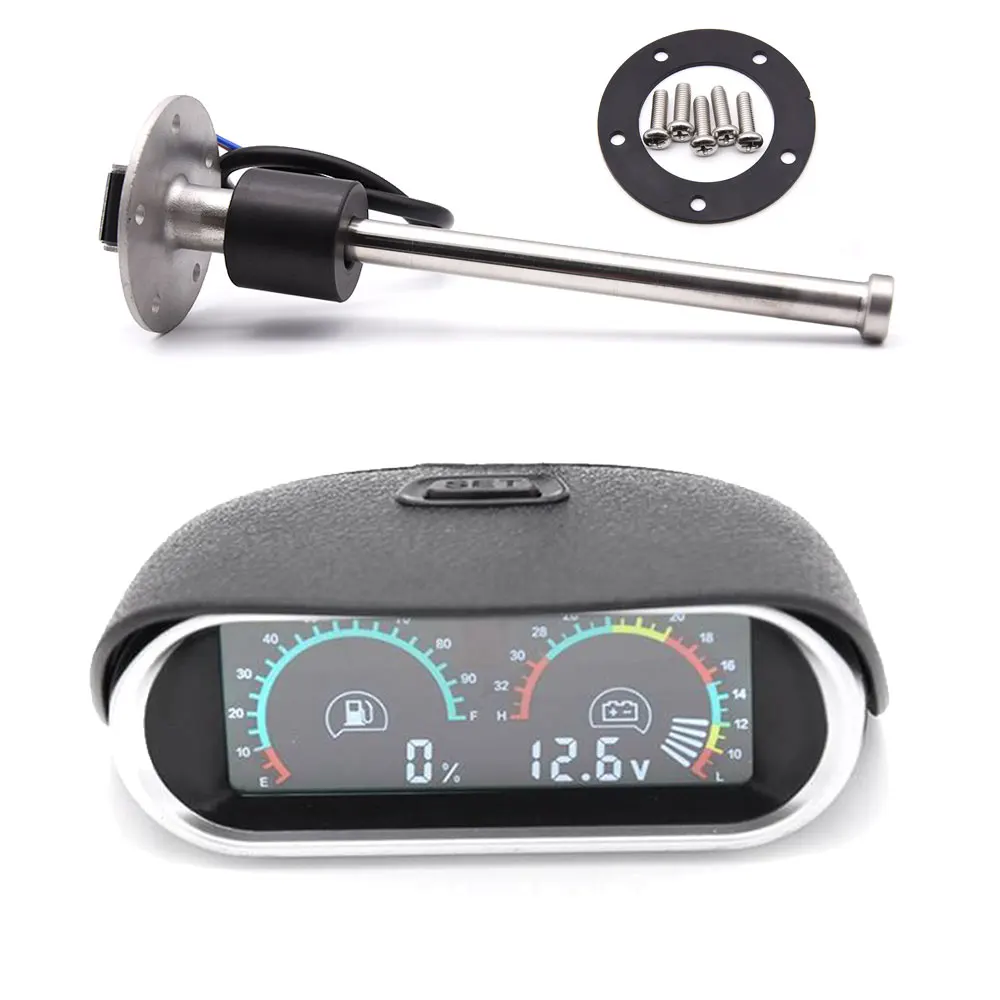 

2 In 1 Fuel Level Gauge + Voltmeter Meter Horizontal LCD Digital 12v/24v With Sensor 100mm~600mm Universal Car Truck For Toyota