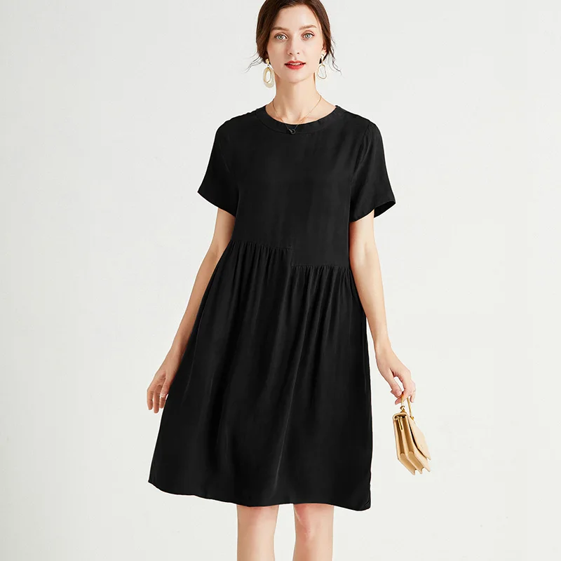 Vestido de verano mujer negro ropa de talla grande 2021 de moda de señora Casual elegante mancha vestidos