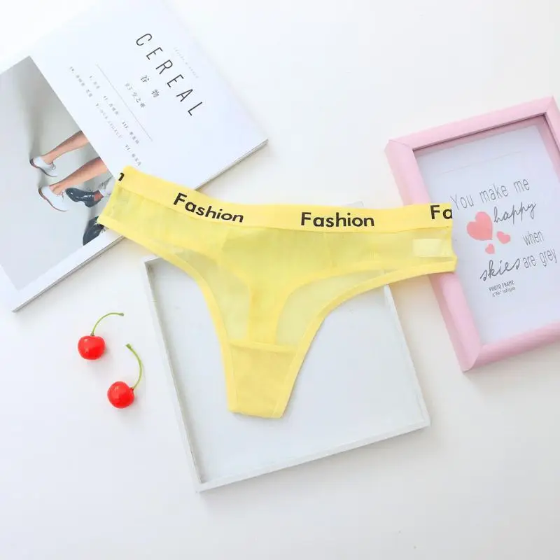 Цвет: желтый Seamless Women Cotton G-string Underwear Women's Lingerie Thongs Female Panties Low Waist Ladies Intimates String Briefs - Цвет: Цвет: желтый