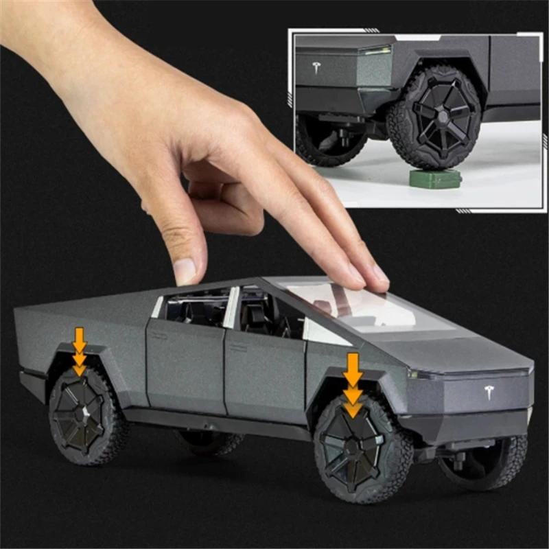 1:24 Tesla-Cybertruck пикап литая модель автомобиля из сплава игрушечный внедорожник
