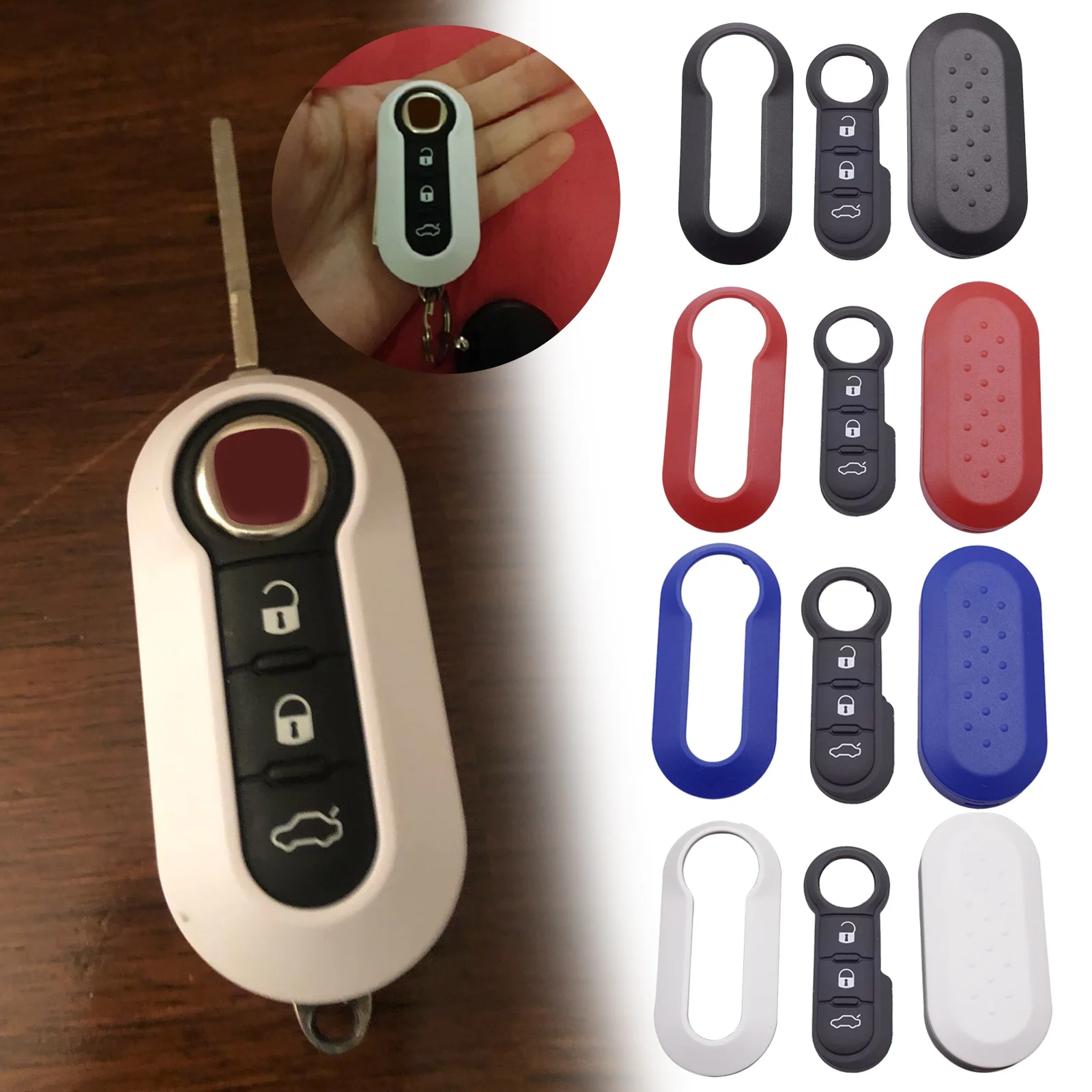 

Okeytech 3 кнопки дистанционного раскладного кварцевая Автомобильная ключей для Fiat 500 Panda Punto Bravo Крышка держатель для ключей, держатель для ключ...