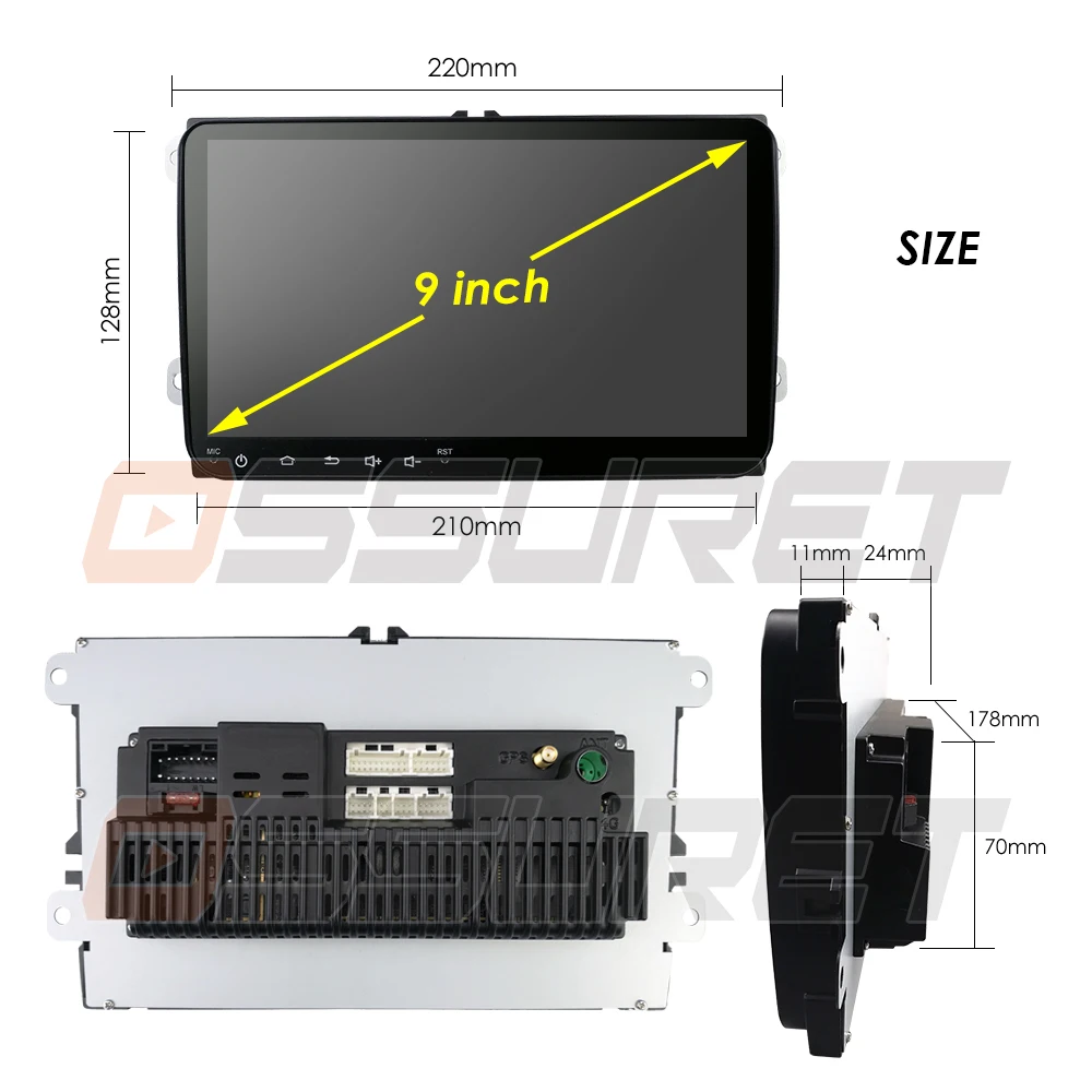 Автомобильный мультимедийный 2 Din автомагнитола gps Android 9 для VW/Volkswagen/POLO/Golf/Skoda/Octavia/Seat/Leon навигационная магнитола